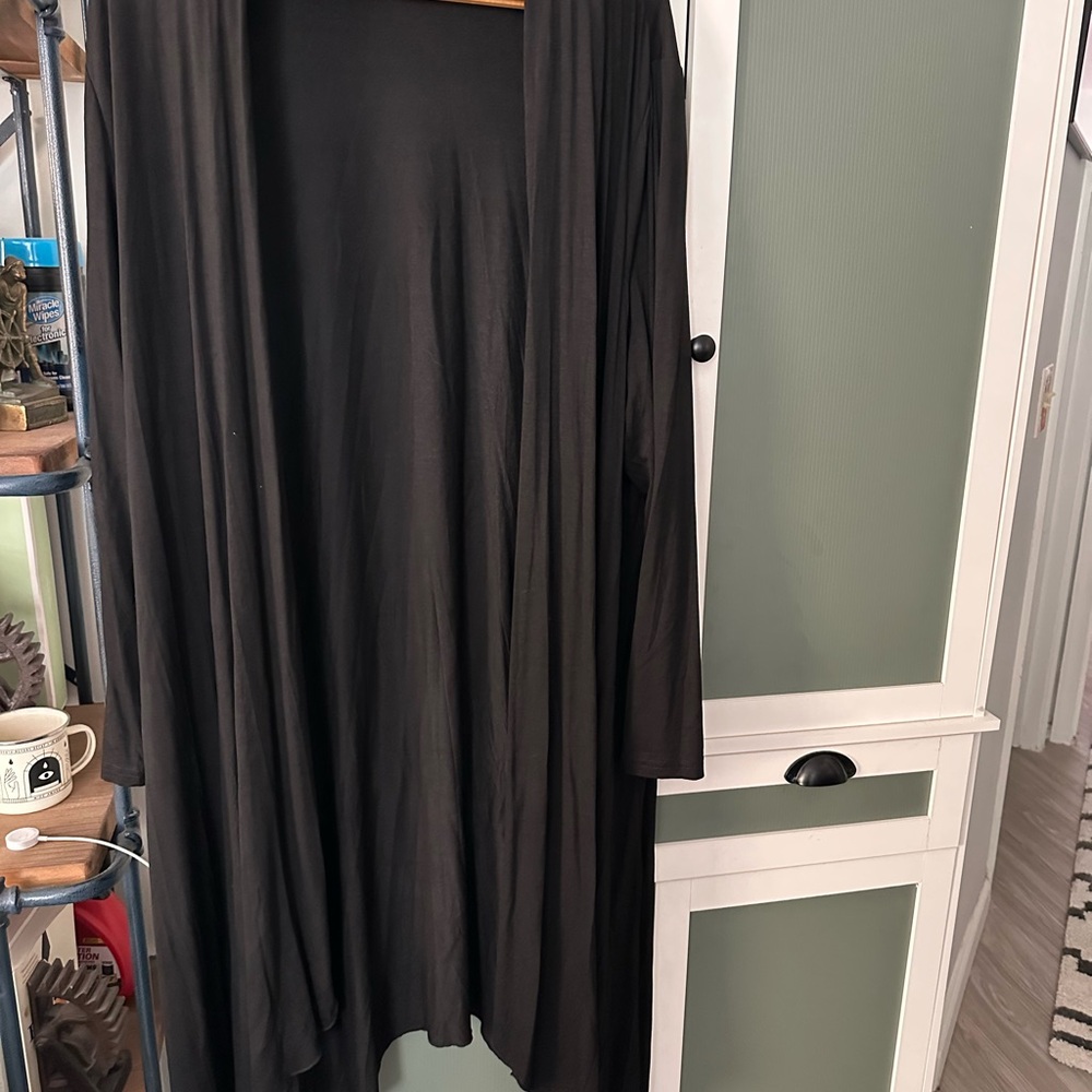Black Long Open Cardigan